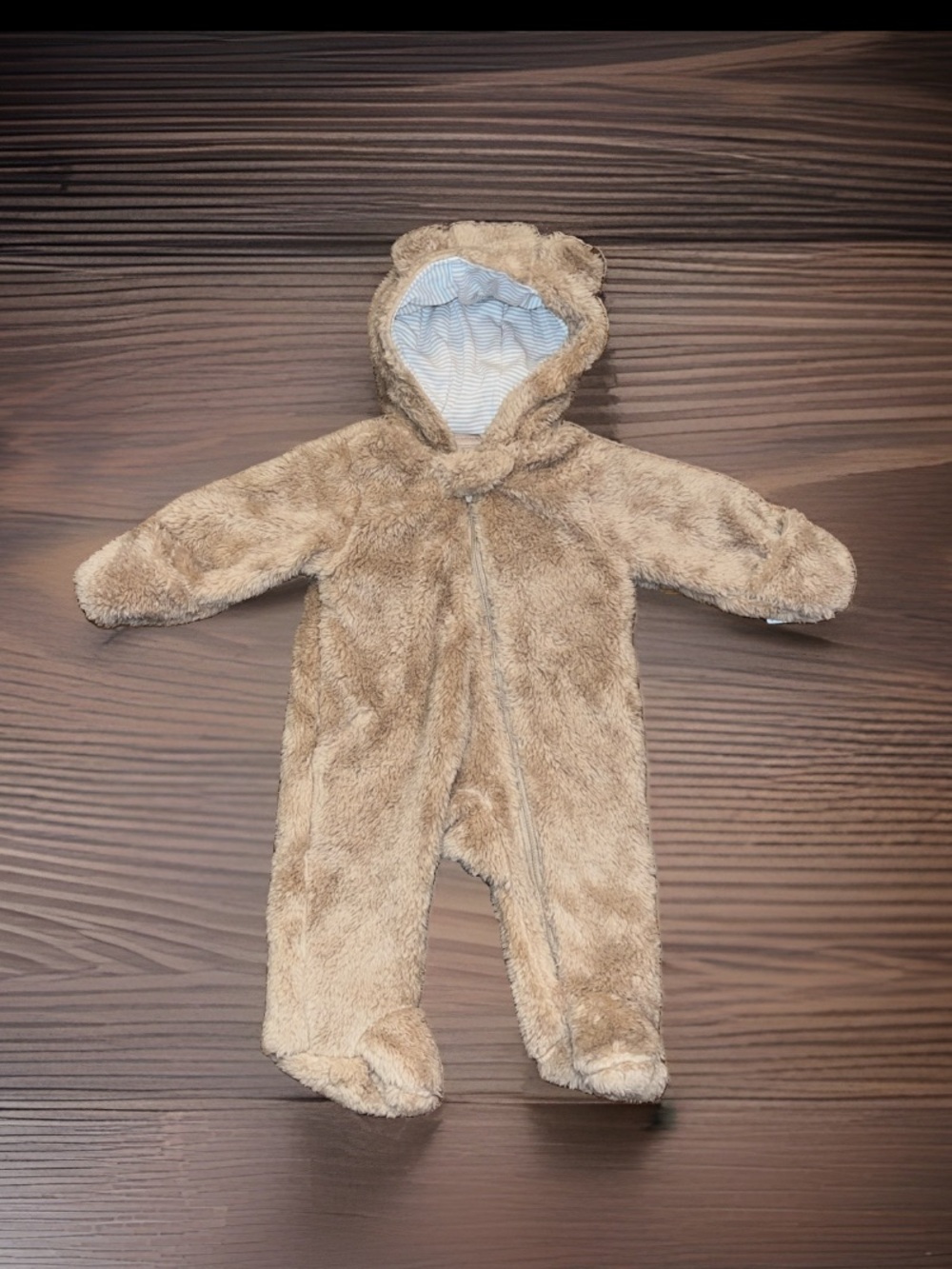 Cozy Teddy Plush Carter's Just One You Baby Pram Bunting 3D Ears Striped Hood